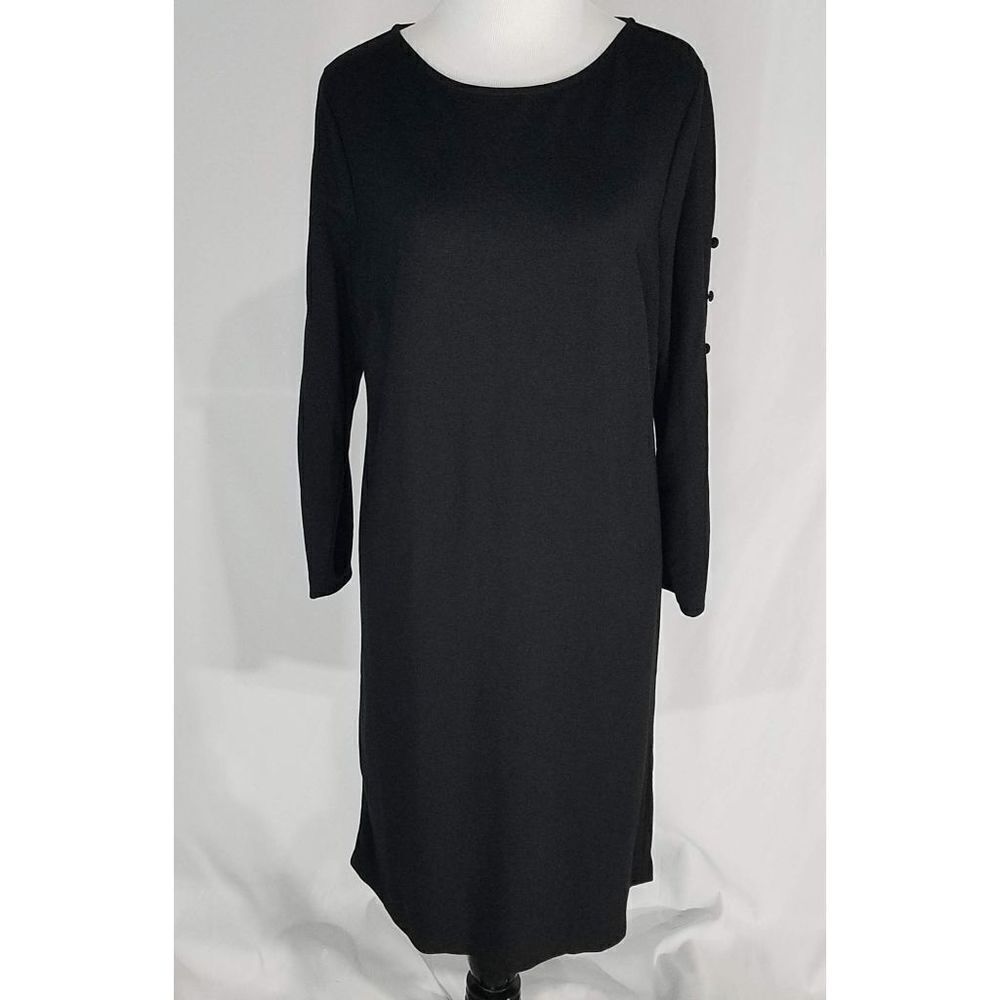 Chico's Button-Detail Ponte Black Dress Size 1/8/M